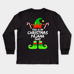 This Is My Christmas Pajama Funny Xmas Men Women - Gift For Boys, Girls, Dad, Mom, Friend, Christmas Pajama Lovers - Christmas Pajama Lover Funny Kids Long Sleeve T-Shirt